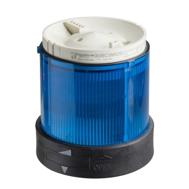 Harmony XVB, Unité lumineuse pour colonnes lumineuses modulaires, plastique, bleu, Ø70, clignotant, pour ampoule ou LED, 24 V AC, 24...48 V DC XVBC4B6