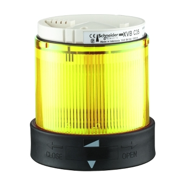Harmony XVB, Unité lumineuse pour colonnes lumineuses modulaires, plastique, jaune, Ø70, clignotant, pour ampoule ou LED, 24 V AC, 24...48 V DC XVBC4B8