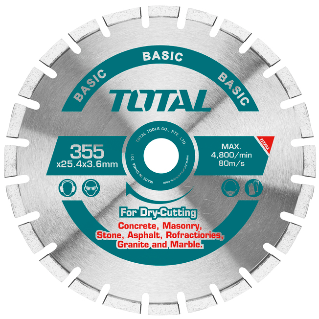 DISQUE DIAMANT SEGMENTE TOTAL Φ-355 mm X 25,4 mm X 3 mm - TPC9203556