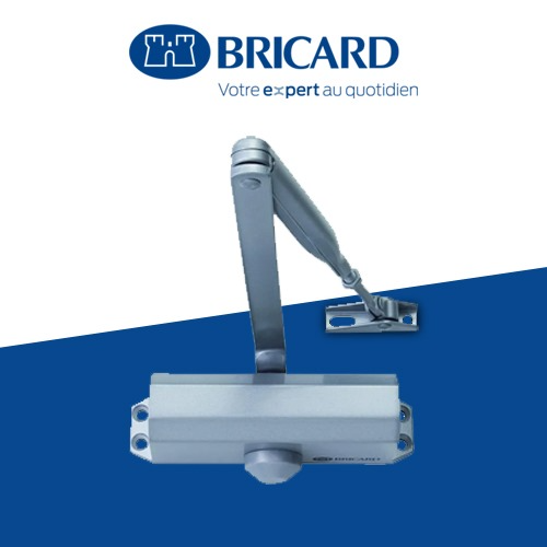 Ferme-porte force 2-4 BRICARD (pour porte de 60kg) hydraulique avec bras standard (compas) technologie pignon crémaillère apte à équiper les blocs portes coupe-feu (uniquement en force 3).